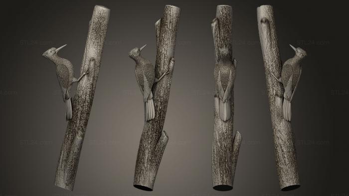 Bird figurines (woodpecker, STKB_0076) 3D models for cnc